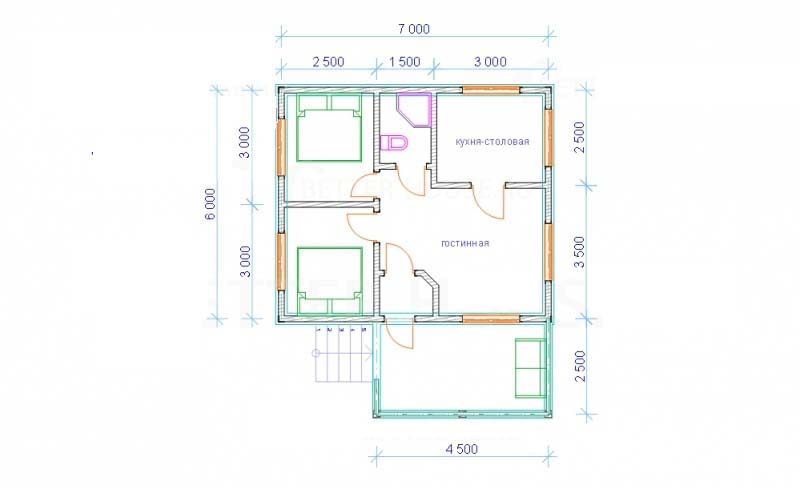 План каркасный дом одноэтажный Антей