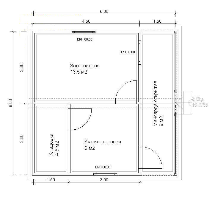 План щитовой дом одноэтажный ДК-8
